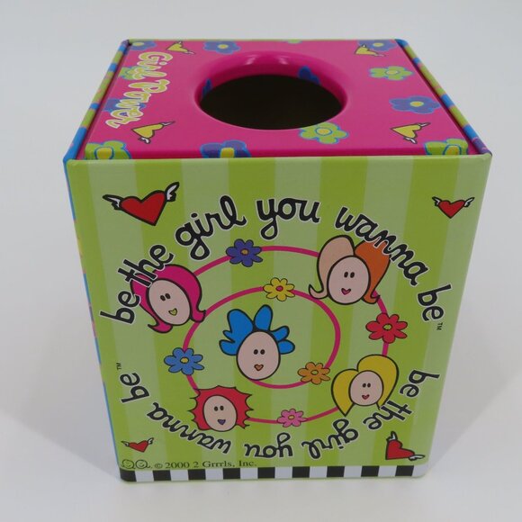 2 Grrrls Inc 2000 Metal Flower Floral Be The Girl You Wanna Be Tissue Box Cover - Picture 2 of 9